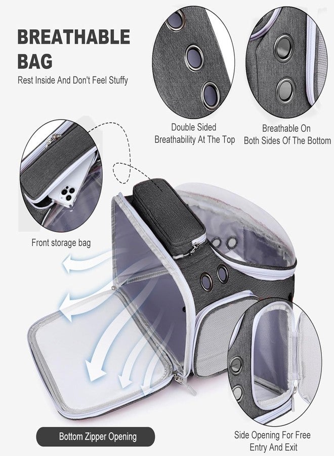 KEYOZA حقائب حمل الكلاب من KEYOZA، حقيبة ظهر للحيوانات الأليفة، حقيبة قطط قابلة للتهوية، حقيبة حمل قطط محمولة، حقيبة ظهر شفافة شفافة للحيوانات الأليفة للسفر في الهواء الطلق (اللون: أسود) - Image 4